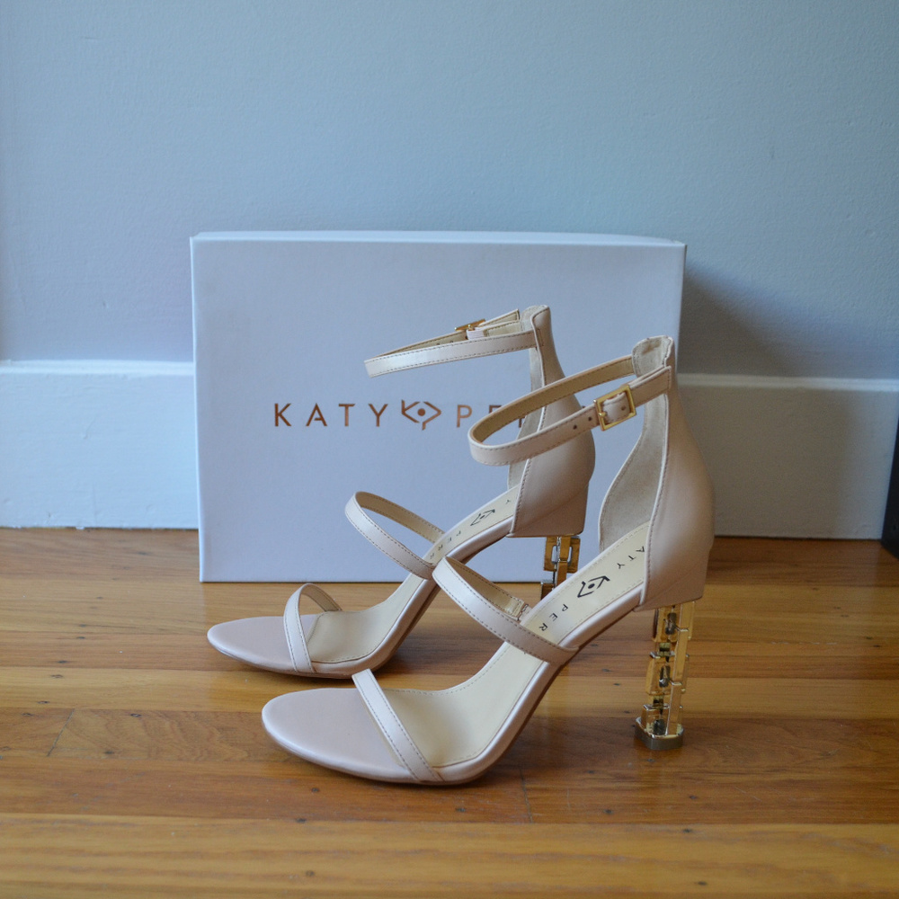 KATY PERRY Leather Embellished Heel Sandals